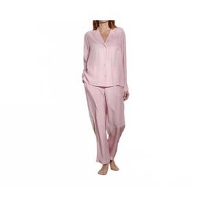 NEW THE SLEEP CODE women's washable silk long pj set in pink icing